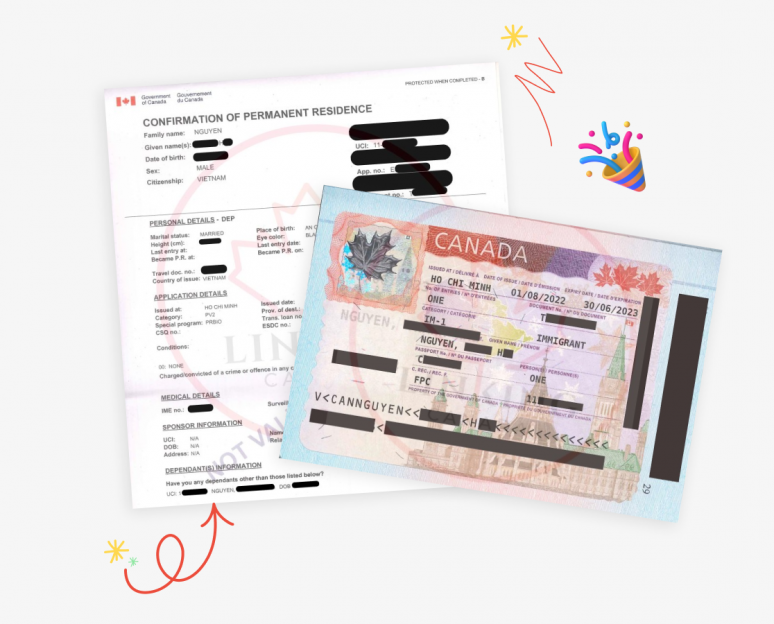 CHÚC MỪNG. anh H., chồng chị H., đã nhận được visa immigrant kèm Phôi CoPR TRỰC TIẾP TỪ VIỆT NAM!!! 